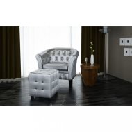 vidaXL Chesterfield kreslo s taburetom umelá koža 60709 - cena, srovnání