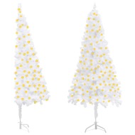 vidaXL Rohový umelý vianočný stromček s LED biely 210cm PVC - cena, srovnání