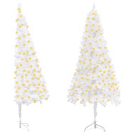 vidaXL Rohový umelý vianočný stromček s LED biely 240cm PVC - cena, srovnání
