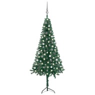 vidaXL Rohový umelý vianočný stromček s LED s guľami zelený 240cm PVC - cena, srovnání