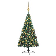 vidaXL Umelý vianočný polovičný stromček s LED a súpravou gulí zelený 150cm - cena, srovnání