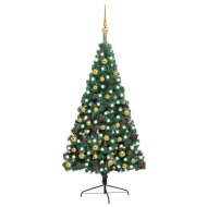 vidaXL Umelý vianočný pol stromček s LED a guľami zelený 210cm - cena, srovnání