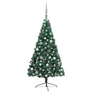 vidaXL Umelý vianočný pol stromček s LED a guľami zelený 240cm - cena, srovnání
