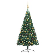 vidaXL Umelý vianočný pol stromček s LED a súpravou gulí zelený 120cm - cena, srovnání