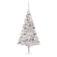 vidaXL Umelý vianočný stromček s LED a guľami 240cm strieborný PET - cena, srovnání