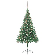 vidaXL Umelý vianočný stromček s LED a sadou gulí 150cm 380 vetvičiek - cena, srovnání