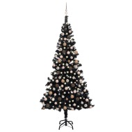 vidaXL Umelý vianočný stromček s LED a súpravou gulí 240cm čierny PVC - cena, srovnání