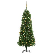 vidaXL Umelý vianočný stromček s LED a súpravou gulí 240cm zelený - cena, srovnání