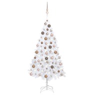 vidaXL Umelý vianočný stromček s LED a súpravou gulí biely 150cm PVC - cena, srovnání