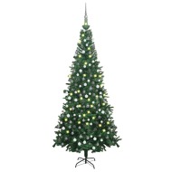 vidaXL Umelý vianočný stromček s LED a súpravou gulí L 240cm zelený - cena, srovnání