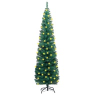vidaXL Úzky umelý vianočný stromček s LED a podstavcom zelený 180cm - cena, srovnání