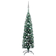 vidaXL Úzky umelý vianočný stromček s LED a sadou gulí zelený 120cm - cena, srovnání