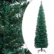 vidaXL Úzky umelý vianočný stromček s podstavcom, zelený 210 cm , PVC - cena, srovnání