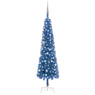 vidaXL Úzky vianočný stromček s LED a sadou gulí modrý 240cm - cena, srovnání