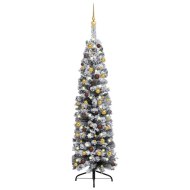 vidaXL Úzky vianočný stromček s LED a sadou gulí zelený 120cm PVC - cena, srovnání