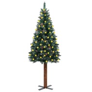 vidaXL Úzky vianočný stromček s LED drevom a snehom zelený 180cm - cena, srovnání