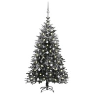 vidaXL Zasnežený umelý vianočný stromček s LED a súpravou gulí 180cm PVC a PE - cena, srovnání