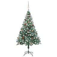 vidaXL Zasnežený vianočný stromček s LED, sadou gulí a šiškami 150cm - cena, srovnání