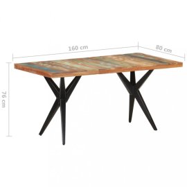 vidaXL Jedálenský stôl masívne drevo / oceľ 160x80x76 cm 323567