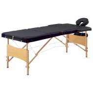 vidaXL Skladací masážny stôl, 3 zóny, drevo, čierno fialový - cena, srovnání