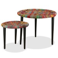 vidaXL Konferenčné stolíky s chindi prepletanými detailmi 2ks viacfarebné - cena, srovnání