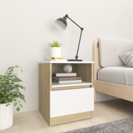 vidaXL Nočné stolíky 2 ks biele a dub sonoma 40x40x50 cm drevotrieska - cena, srovnání