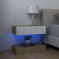 vidaXL Nočný stolík biely a dub sonoma 60x35 cm drevotrieska - cena, srovnání