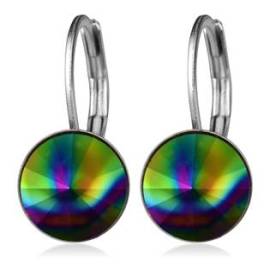 Nubis Ocelové náušnice s krystaly Swarovski RAINBOW DARK