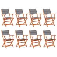 vidaXL Skladacie záhradné stoličky 8 ks sivé eukalyptus a textilén - cena, srovnání