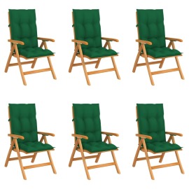 vidaXL Sklápacie záhradné stoličky s podložkami 6 ks tíkový masív