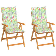 vidaXL Záhradné stoličky 2 ks podložky s listovým vzorom tíkový masív - cena, srovnání
