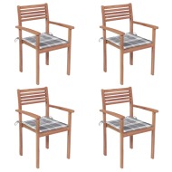 vidaXL Záhradné stoličky 4 ks sivé kockové podložky teakový masív - cena, srovnání