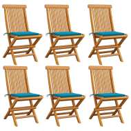 vidaXL Záhradné stoličky, modré podložky 6 ks, tíkový masív - cena, srovnání