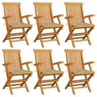 vidaXL Záhradné stoličky+podložky, vzor s listami 6 ks, tíkový masív - cena, srovnání