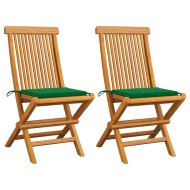vidaXL Záhradné stoličky, zelené podložky 2 ks, tíkový masív - cena, srovnání