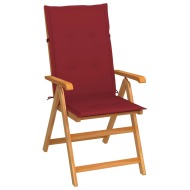 vidaXL Záhradná stolička s vínovočervenými podložkami tíkový masív - cena, srovnání