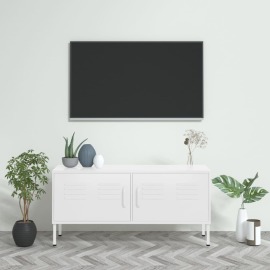 vidaXL TV skrinka biela 105x35x50 cm oceľ