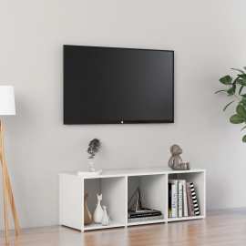 vidaXL TV skrinka lesklá biela 107x35x37 cm drevotrieska