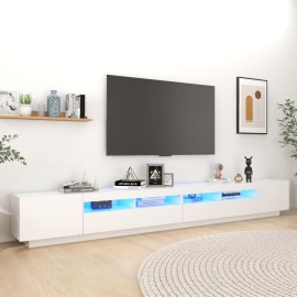 vidaXL TV skrinka s LED svetlami biela 300x35x40 cm