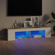 vidaXL TV skrinka s LED svetlami biela a dub sonoma 135x39x30 cm - cena, srovnání