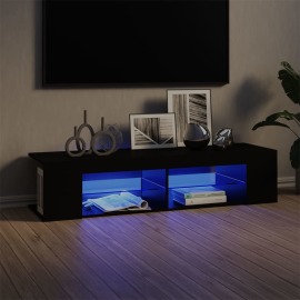 vidaXL TV skrinka s LED svetlami čierna 135x39x30 cm