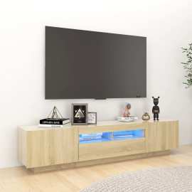 vidaXL TV skrinka s LED svetlami dub sonoma 180x35x40 cm