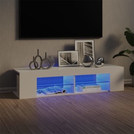 vidaXL TV skrinka s LED svetlami lesklá biela 135x39x30 cm