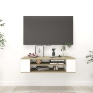 vidaXL Závesná TV skrinka biela a dub sonoma 100x30x26,5 cm drevotrieska - cena, srovnání