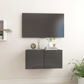 vidaXL Závesná TV skrinka vysoko lesklá sivá 60x30x30 cm