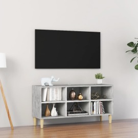 vidaXL TV stolík nohy z masívneho dreva betónové sivé 103,5x30x50cm