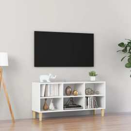 vidaXL TV stolík nohy z masívneho dreva biely 103,5x30x50 cm