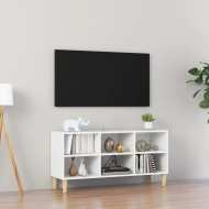 vidaXL TV stolík nohy z masívneho dreva biely 103,5x30x50 cm - cena, srovnání