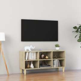 vidaXL TV stolík nohy z masívneho dreva dub sonoma 103,5x30x50 cm