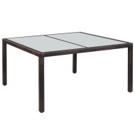 vidaXL Záhradný stôl 150x90x75 cm, hnedý, polyratan a sklo - cena, srovnání